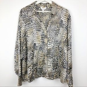 Talbots Silk Leopard Animal Print Blouse